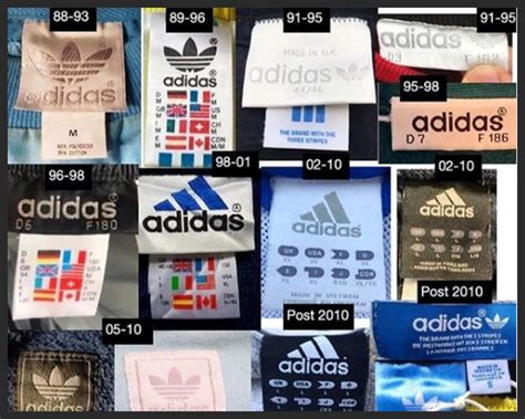 vintage Adidas tags by year